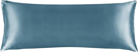 BEDELITE Satin Body Pillow Cover, Super Soft and Cooling Body Pillow Pillowcase for Hair and Skin, Breathable Silky Full Long Pillowcase Cover(20"x54", Bluesteel) - Bloomnest