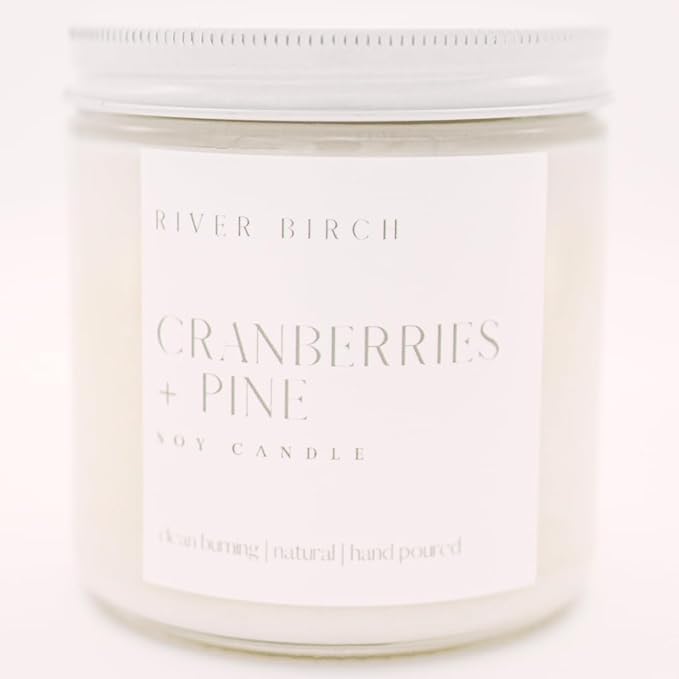 River Birch Candles Cranberries & Pine Scented Candle | Premium, All-Natural, Non-Toxic, Soy Candles | 16oz 90 Hr Burn Time | Cozy Relaxing Gifts for Home - Bloomnest