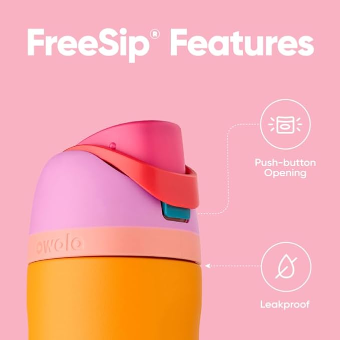 Owala FreeSip Insulated Stainless Steel Water Bottle with Straw for Sports, Travel, and School BPA-Free Sports Water Bottle, 24 oz, Tropical Owala