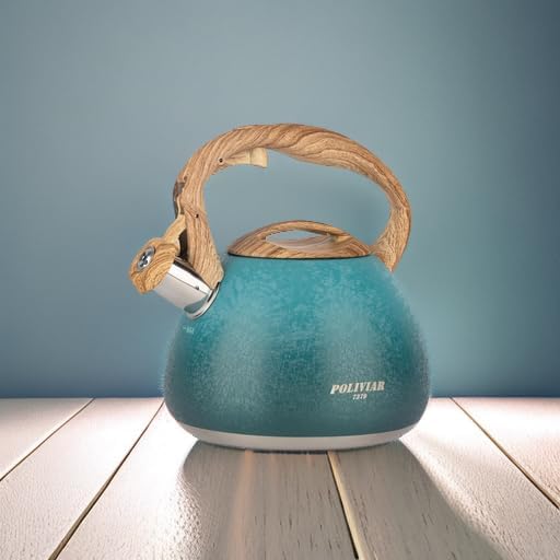 POLIVIAR Tea Kettle, 2.7 Quart Stovetop Tea Kettle, Audible Whistling Teapot with Crackle Finish, Food Grade Stainless Steel for Anti-Rust, Anti Hot Handle, Suitable for All Heat Sources (JX2023-LYD) - Bloomnest