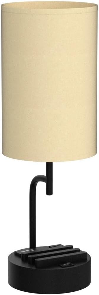 Dreamholder Table Lamp with 3 USB Charging Ports, Modern Desk Lamp with AC Outlet and Phone Stands, Perfect Bedside Lamp for Bedroom, Living Room, Office (Pack of 2), Cream - Bloomnest