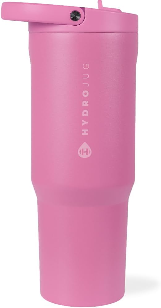 HydroJug Sport - Stainless Steel Tumbler with Straw, Vacuum Insulated, 32oz Leakproof Water Bottle, Ergonomic Design, Reusable, Dishwasher Safe, Rubber Base, Durable for Gym or Outdoors, Taffy