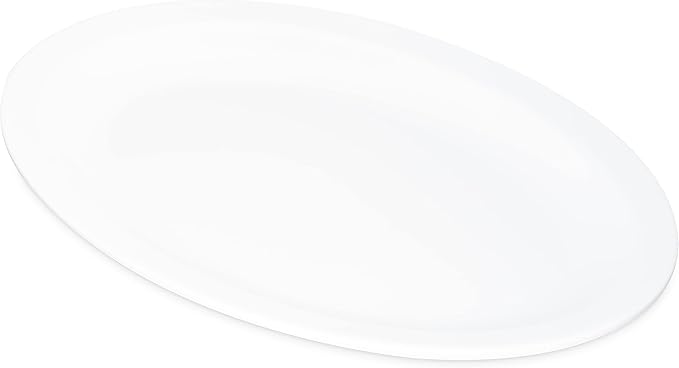 Carlisle FoodService Products Kingline Plastic Oval Platter Oval Tray for Home and Restaurant, Melamine, 12 x 9 Inches, White - Bloomnest