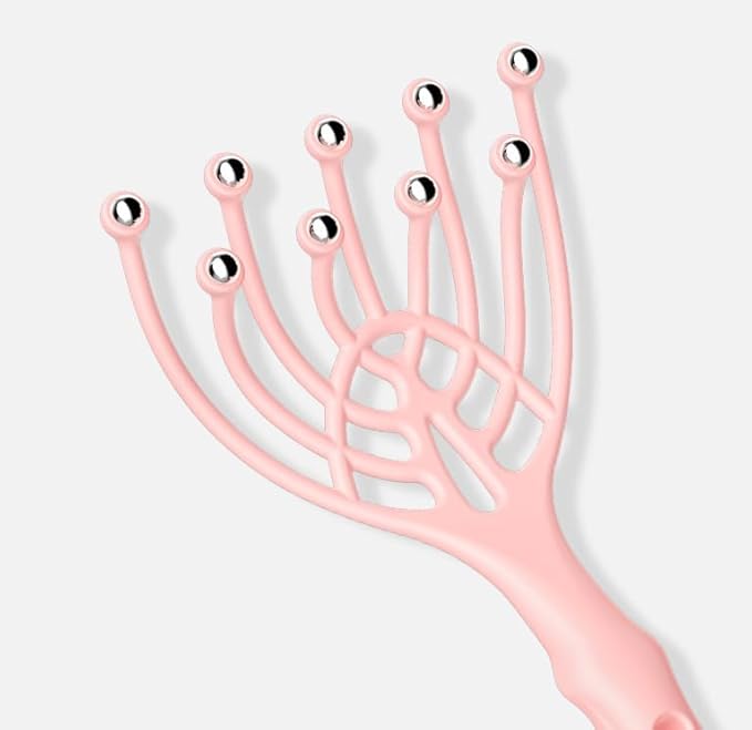 Head Massager Scalp Neck Comb – 1PC Handheld Relaxation Tool with 5 Fingers, 9 Claws & Steel Balls for Stress Relief & Hair Care Bloomnest