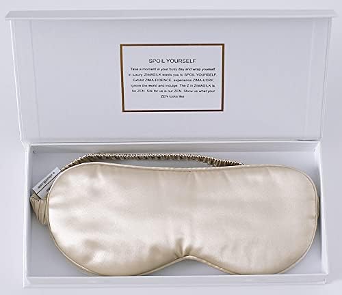ZIMASILK Adjustable 100% 22 Momme Mulberry Silk Sleep Mask for Sleeping, Filled with Premium Mulberry Silk, Softest & Breathable Eye Sleeping Mask (Beige) - Bloomnest
