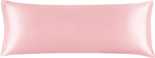 BEDELITE Satin Body Pillow Cover, Super Soft and Cooling Body Pillow Pillowcase for Hair and Skin, Breathable Silky Full Long Pillowcase Cover(20"x54", Pink) - Bloomnest
