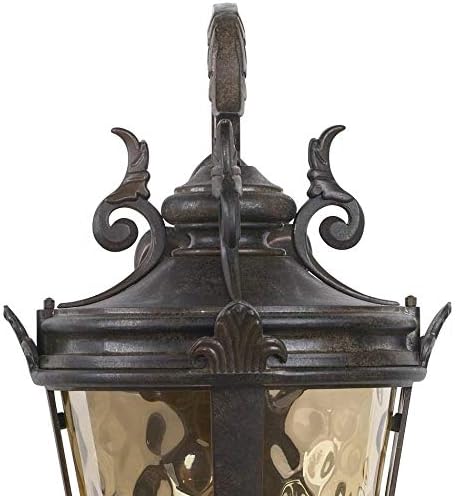 John Timberland Casa Marseille Rustic Industrial Outdoor Wall Light Fixture Warm Bronze Scroll 27 1/2" Hammered Glass for Exterior House Porch Patio Outside Deck Garage Yard Front Door Garden Home - Bloomnest