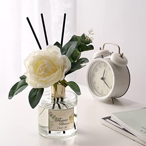Cocorrina Reed Diffuser Set, Flower Reed Diffuser Clear Air 6.7 oz, Scented Diffuser with Sticks Home Fragrance Essential Oil for Bathroom Shelf Decor, Living Room, Large Room, 1pack - Bloomnest