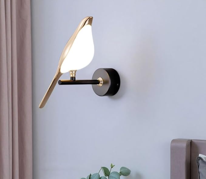 Adjustable Wall lamp in The Shape of a Bird, LED Wall Lamp, Golden Metal Wall lamp Fixture, rotatable Bedroom Bedside lamp, Living Room Wall-Mounted lamp(Color:Single-Head) - Bloomnest