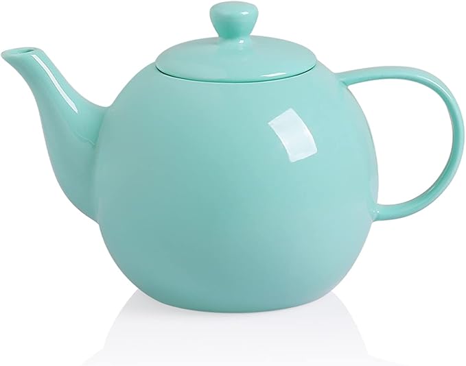 Sweejar Porcelain Teapot with Removable Stainless Steel Infuser,Microwave & Dishwasher Safe Tea Pots for Loose Tea,Tea Infuser Pots for Chrismas Women Gift (40oz Turquoise) - Bloomnest