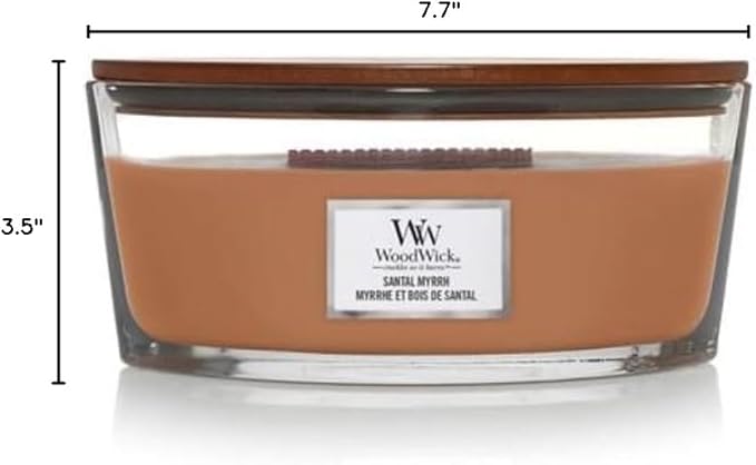 WoodWick Santal Myrrh Scented, Ellipse Candle, Crackles as it Burns, Up to 50 hrs Burn time, Perfect for Gifting, 16oz - Bloomnest