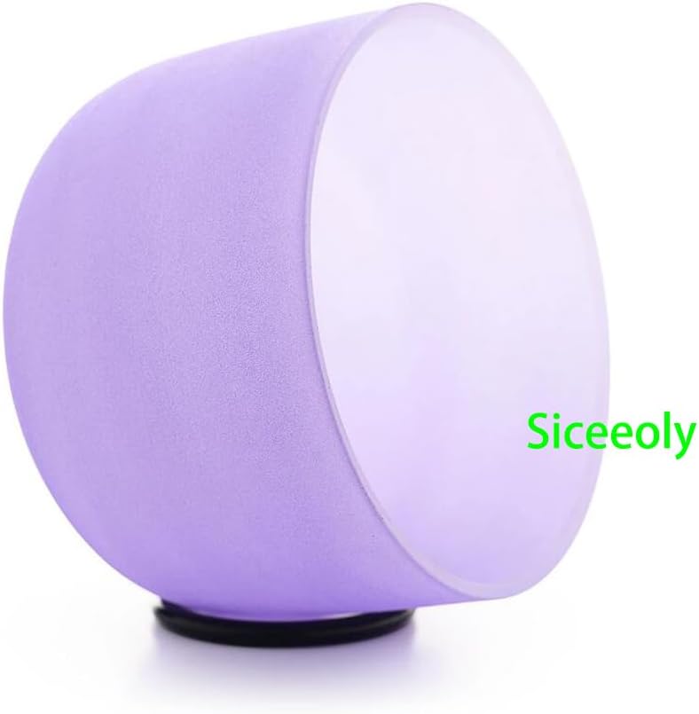8" A Note 432HZ Light Purple Color Crystal Singing Bowl Frosted Quartz Root Base Chakra Meditation Sound Healing with Durable Carrying Case Suede Striker O-ring