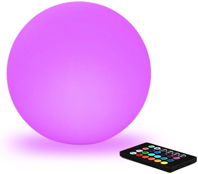 10 In LED Globe Light w/Remote, 16 RGB Colors 4 Modes & 8 Dimmable Brightness LED Ball Light Sphere Lamp, Rechargeable Orb Night Light Waterproof Outdoor Globe Lamp for Home/Yard/Lawn/Party/Pool Decor - Bloomnest