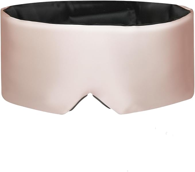 USlixury Silk Sleep Mask, 3D Contoured Sleeping Masks, Blackout Sleep Masks for Women with Nose Wing,100% Mulberry Silk, Face-Hugging Non-Slip SLEP Mask for Side Sleeper, 27.5x4.5'', Peach - Bloomnest