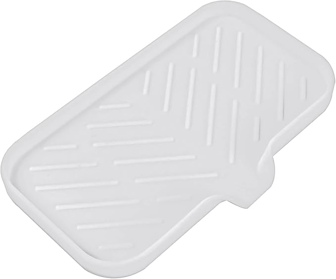 Silicone Bathroom Soap Dishes with Drain Spout-Bathroom and Kitchen Sink Organizer,Sponge Holder,Dish Soap Tray,Perfect for Dispenser,Scrubber,Bottle,Cup on Sink or Counter-White 9.6"×5.3" - Bloomnest