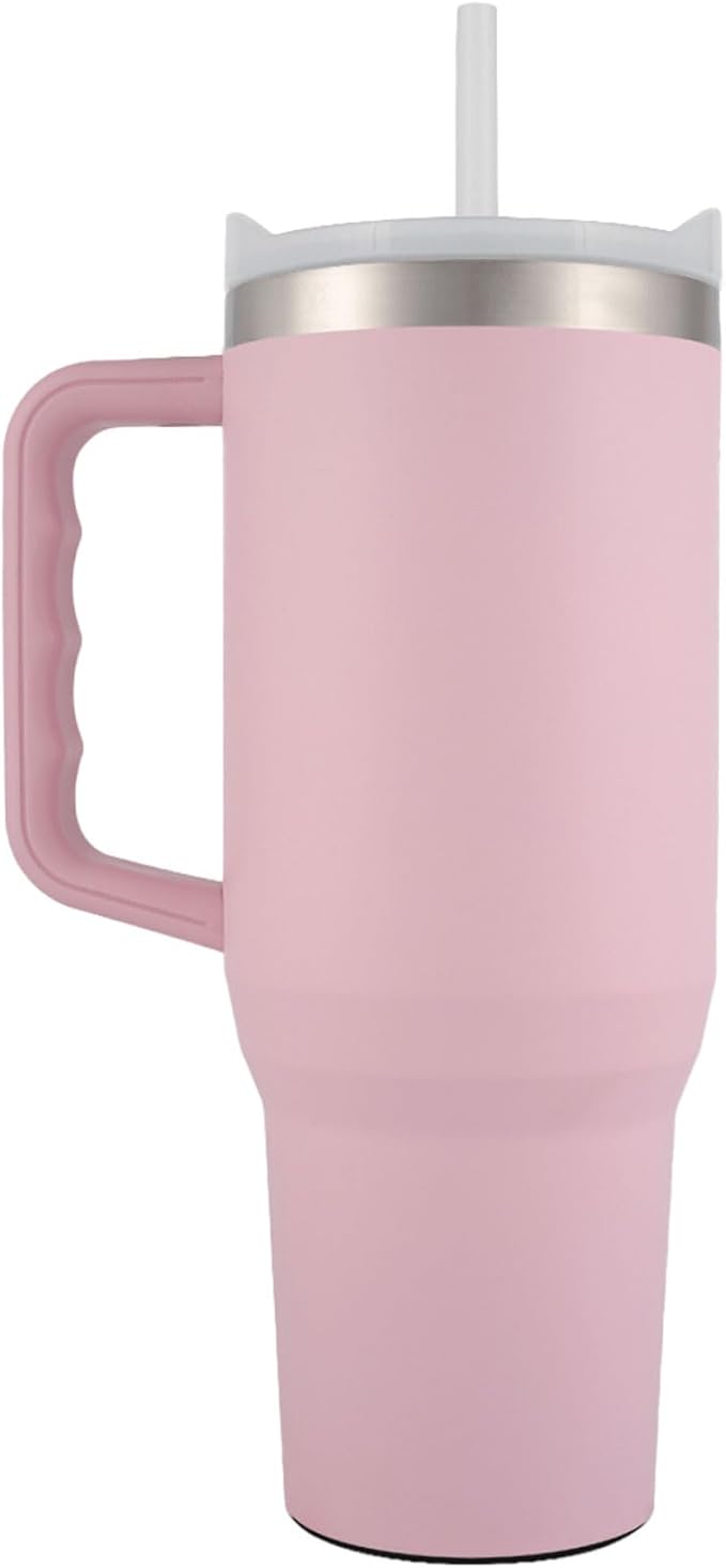 Yukon Outfitters Fit Forty 40oz Double Wall Vacuum Insulated Stainless Steel Tumbler with Reusable Straw & Ergonomic Handle | For Hot or Cold Beverage, Soft Pink - Bloomnest