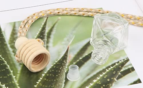 20 Pcs 8ml Hanging Car Air Freshener Diffuser,Empty Refillable Clear Glass Essential Diffuser Oil Aromatherapy Fragrance Perfume Pendant Vials with Wooden Caps & Hanging String - Bloomnest