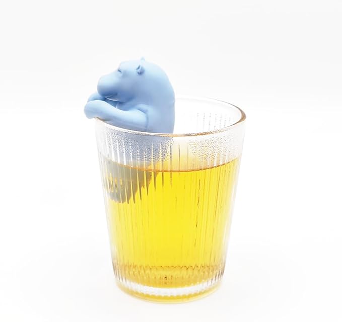 1pcs creative animal tea infuser, cute loose leaf tea steeper, reusable, Easy to carry, brew a cup of good tea anytime, anywhere(A hippopotamus)