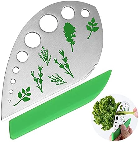 Herb Stripper, Jiaedge Green 9 holes Stainless Steel Kitchen Herbs Leaf Stripping Tool, Metal Herb Peeler for Kale, Collard Greens, Thyme, Basil, Rosemary Stripper - Bloomnest