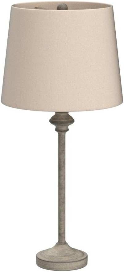 360 Lighting Lynn Country Cottage Rustic Buffet Table Lamps 26 3/4" Tall Skinny Set of 2 Light Beige Wood Oatmeal Fabric Tapered Drum Shade for Living Room House Home Dining Office Entryway Family - Bloomnest