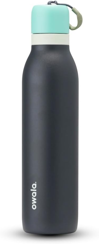 Owala FreeSip Twist Insulated Stainless Steel Water Bottle with Straw for Sports and Travel, BPA-Free, 24-oz, Blue/Grey (Foggy Tide) Owala