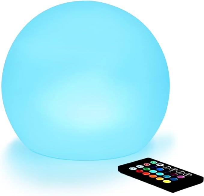 10-Inch LED Ball Light, Rechargeable Dimmable LED Glowing Orb Light w/Remote, 16 RGB Color Changing Globe Floor Lamp, Indoor/Outdoor Waterproof Mood Lamp for Home Lawn Party Pool Decor - Bloomnest