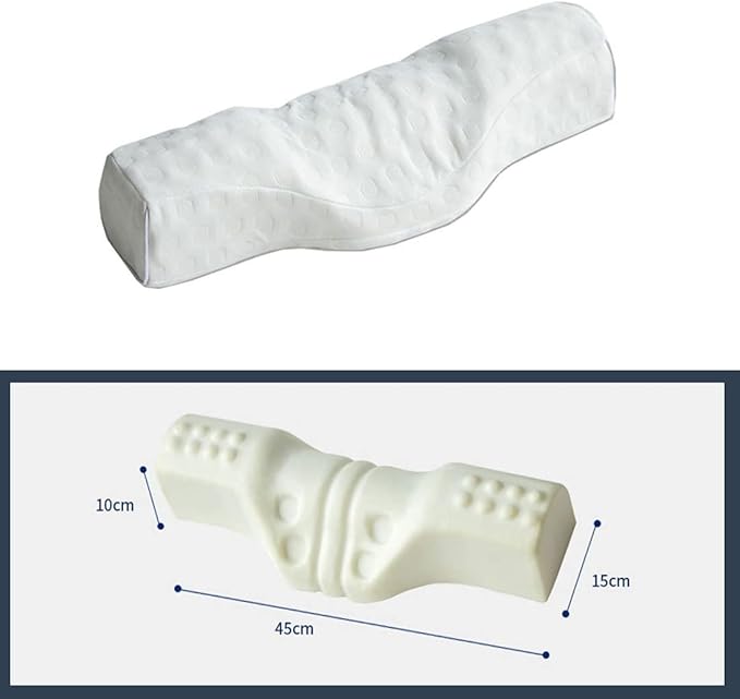 Cervical Neck Pillow for Pain Relief Sleeping, Neck roll Pillow Memory Foam for Stiff Neck Pain Relief ，Travel Bolster Pillow for Bed for Side Sleepers Back Sleeper. (White) - Bloomnest