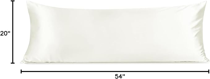 INFIIXSO Body Pillow Cover with Zipper, Luxury Mulberry Silk Body Pillow Case 20x54 Inches, Ultra Smooth and Soft Cooling Long Pillowcase, Gift for Women, Men(Cream) - Bloomnest