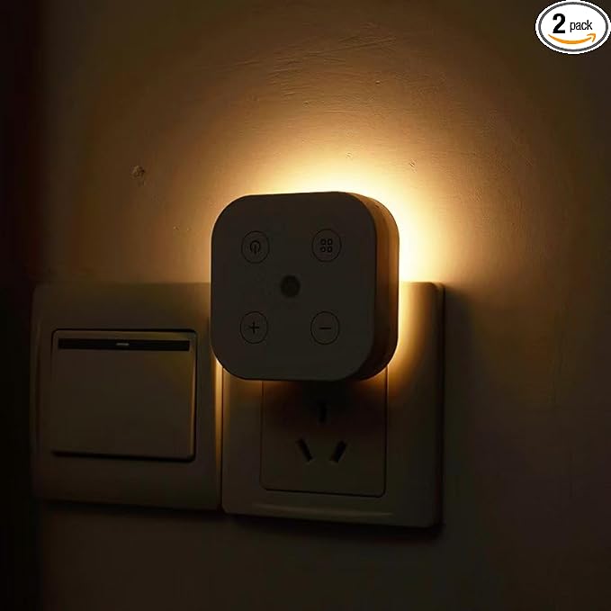 Three Color Temperature Dimmable Night Light Plug in Wall, with Auto Dusk to Dawn Sensor, Plug in Night Light, LED, Kids, Adult, Bedroom, Hallway, Bathroom,Kitchen, Stairways(2 Pack) - Bloomnest