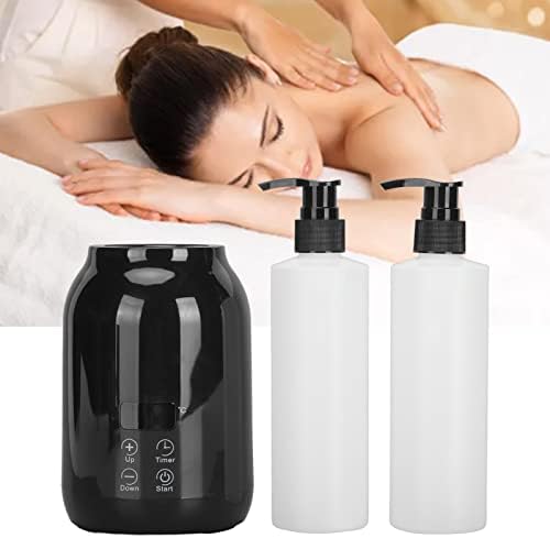 Massage Oil Warmer Bottle Professional Electric Lotion Digital Heater for SPA, LED Automatic Oil Warmer Heated Oil Lotion Cream with Two Oil Bottle for Salon, Barber Shops, Home