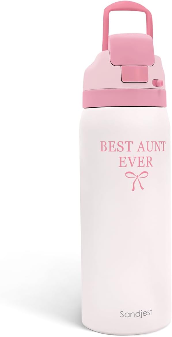 Aunt Insulated Stainless Steel Water Bottle with Straw for Sports and Travel, Best Aunt Ever, 32oz, Gifts for Women Mother's Day Birthday Christmas - Bloomnest