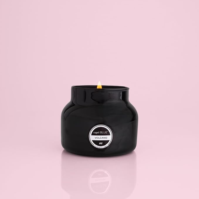 Capri Blue Volcano Scented Candles - Luxury Glass Jar Candles for Home Scented with Tropical Fruit & Sugared Citrus - Soy Wax Blend - Capri Blue Volcano - Black Color (8 oz) - Bloomnest