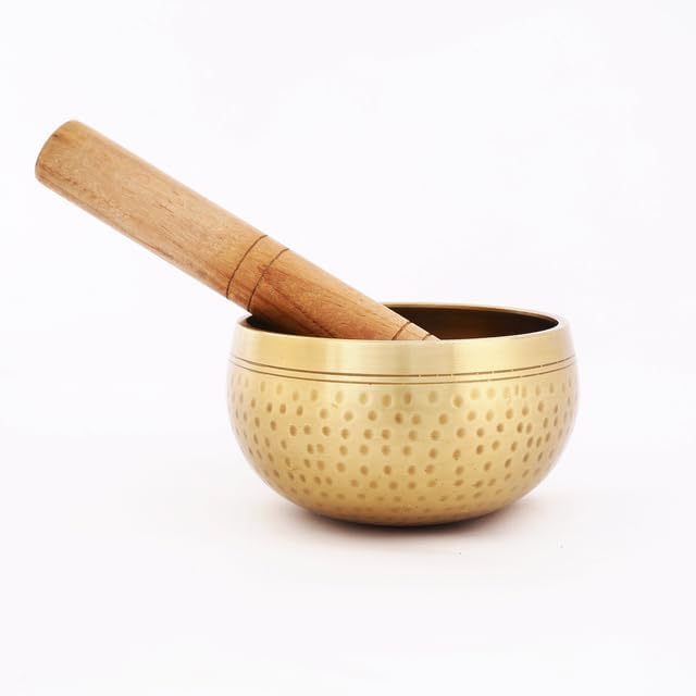 Indian Consigners Handmade Tibetan Singing Bowl Set for Meditation, Yoga, Chakra Balancing, Nepal Made with Perfect Frequency (Large (4 Inches)) VisitIndianConsigners