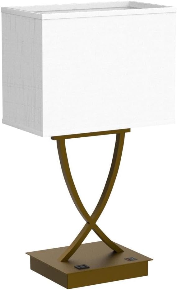 3-Way Dimmable Touch Control Medium Table Lamp with Type C/USB Charging Port and 1 AC Outlet White Shade 21.38" Bedside Nightstand Lamp for Bedroom Living Room Office and Hotel Bulb Included - Bloomnest