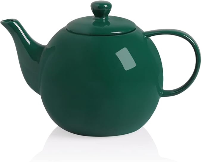 Sweejar Porcelain Teapot with Removable Stainless Steel Infuser,Microwave & Dishwasher Safe Tea Pots for Loose Tea,Tea Infuser Pots for Chrismas Women Gift (40oz Jade) - Bloomnest