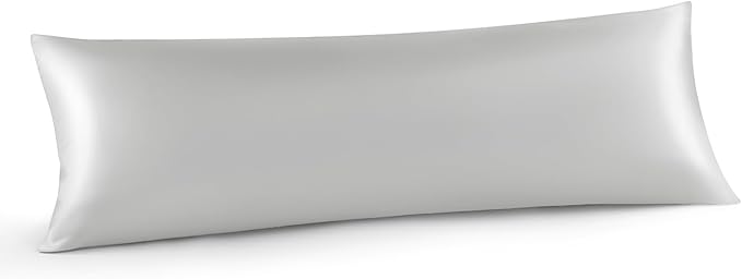 INFIIXSO Body Pillow Cover with Zipper, Luxury Mulberry Silk Body Pillow Case 20x54 Inches, Ultra Smooth and Soft Cooling Long Pillowcase, Gift for Women, Men(Light Grey) - Bloomnest