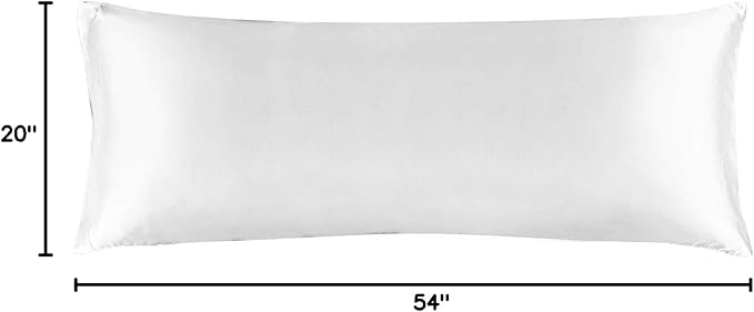 BEDELITE Satin Body Pillow Cover, Super Soft and Cooling Body Pillow Pillowcase for Hair and Skin, Breathable Silky Full Long Pillowcase Cover(20"x54", White) - Bloomnest