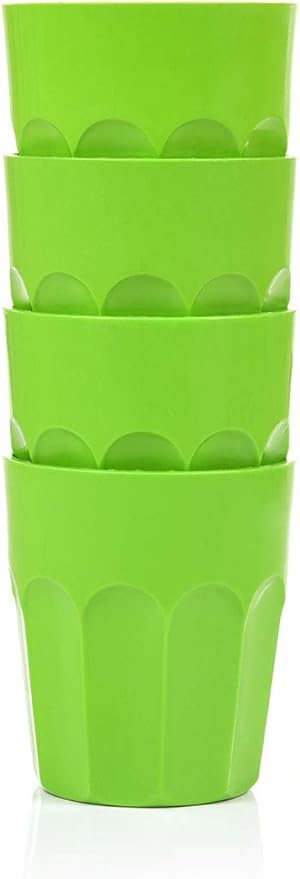Mintra Home Unbreakable Drinking Cups and Tumblers 4PK - Shatterproof, BPA Free, Reusable, Party Cups, BBQ, Colorful Set, indoors and outdoors (Green, Small - 12oz) - Bloomnest