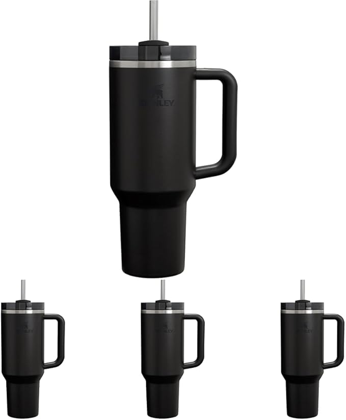 STANLEY Quencher H2.0 Tumbler with Handle and Straw 40 oz | Flowstate 3-Position Lid | Cup Holder Compatible for Travel | Insulated Stainless Steel Cup | BPA-Free | Black 2.0 (Pack of 4) - Bloomnest
