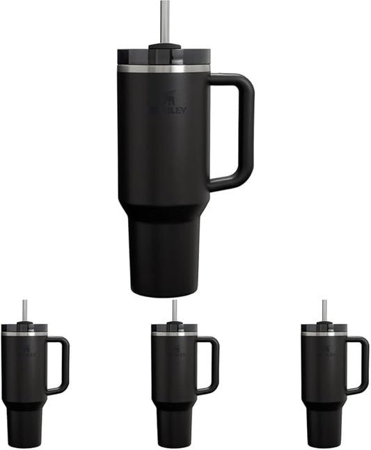 STANLEY Quencher H2.0 Tumbler with Handle and Straw 40 oz | Flowstate 3-Position Lid | Cup Holder Compatible for Travel | Insulated Stainless Steel Cup | BPA-Free | Black 2.0 (Pack of 4) - Bloomnest