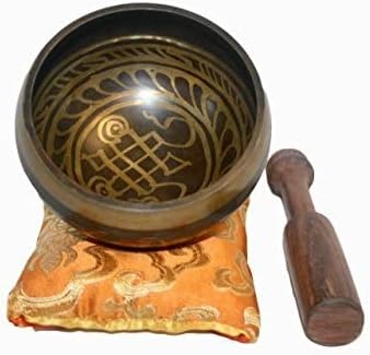 3011 SB 'G' Note Throat Chakra Antique Tibetan Auspicious Symbol Bowl Set ~ Nepal - Bloomnest