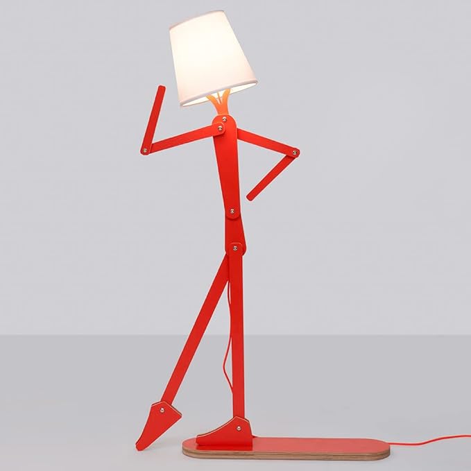 Cool Tall Floor Lamp for Bedroom & Living Room - Unique Corner Decorative Reading Wood Standing Light Creative Swing Arm Design for Farmhouse Dorn Gift Idea - Oran Orange Bulb Included - Bloomnest