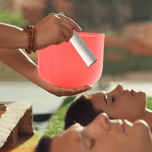ALIOTH 6“ Red C Note Crystal Singing Bowl Root Chakra with Suede Mallet for Meditation, Yoga, Chakra Healing & Sound Therapy - Bloomnest