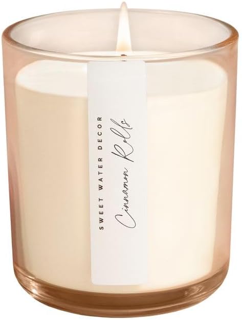 Sweet Water Decor Cinnamon Rolls Candle, 12oz Sandstone Glass Jar, Autumn Scented Notes of Cinnamon, Pastry, & Vanilla, 50+ Hour Burn Time, Non-Toxic Soy Wax Blend, Poured in The USA, Cotton Wick - Bloomnest