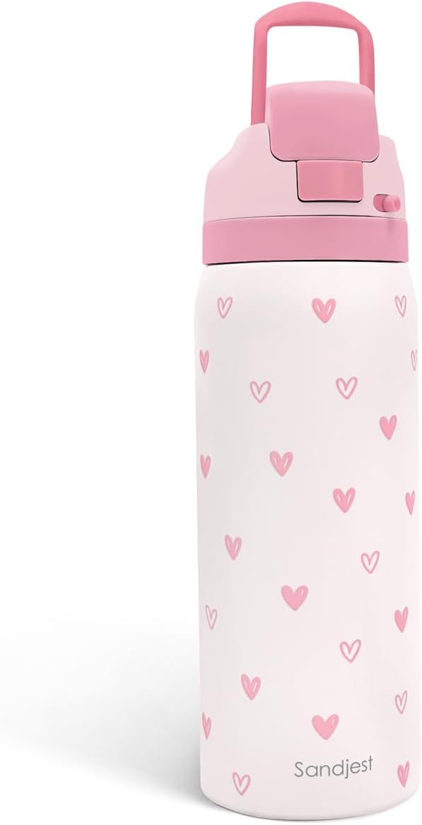 Heart Insulated Stainless Steel Water Bottle with Straw for Sports and Travel, 32oz, Gifts for Women Girls Friends Teens Birthday Christmas - Bloomnest