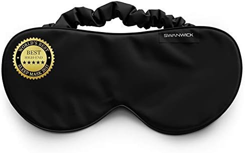 Swanwick 100% Pure Silk Eye Mask for Sleeping – Oversized Luxury Eye Mask to Banish Light for Traveling, Meditation, Afternoon Naps, Shift Workers (Black) - Bloomnest