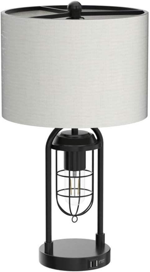 Kyrid 21'' Table Lamps Set of 2 with Night Light and USB Port Industrial Modern Nightstand Lamp Set (Bulbs Included) - Bloomnest