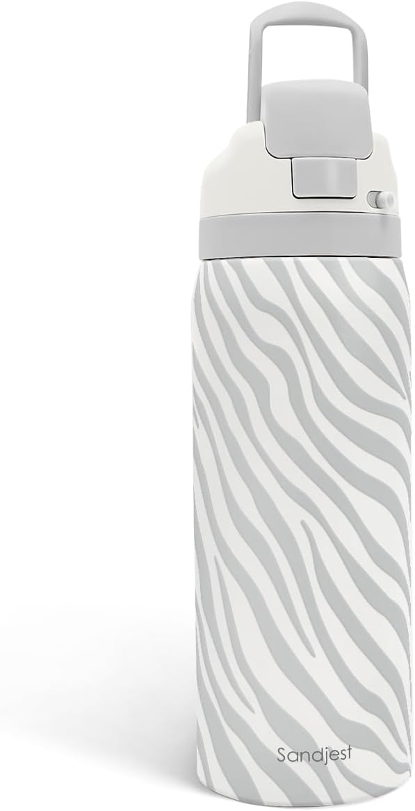 Zebra Print Insulated Stainless Steel Water Bottle with Straw for Sports and Travel, 32oz, Gifts for Women Girls Friends Teens Birthday Christmas - Bloomnest