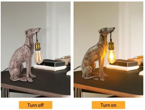 Vintage Resin Carved Dog Table Lamp, Dog Desk Lamp Floor Lamp for Kids Room Bedroom Bedside, Fun Unique Animal Lamp for Home Dining Living Room Bar Cafe Decor, Can Be Self-configured 30-60W E26 Bulb - Bloomnest