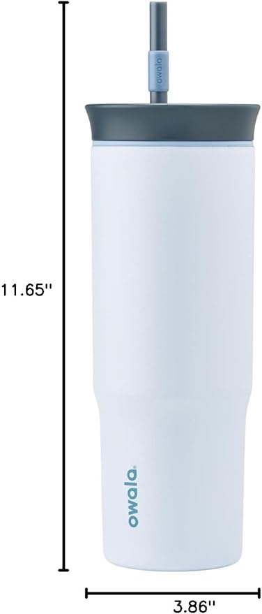 Owala Stainless Steel Triple Layer Insulated Travel Tumbler with Spill Resistant Lid and Straw, BPA Free, 24 oz, Grey/Blue (The Great Blue) - Bloomnest
